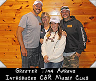 Greeter Tina Ahrens introduces C&R Musky Club