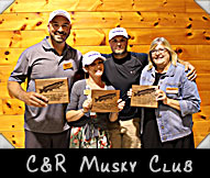 C&R Musky Club (from left) Eric Brockman, Raechel Hughs, Eric Burhop, Greeter Tina Ahrens