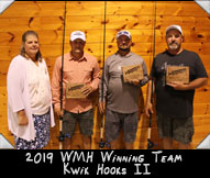 2019 WMH Winning Team Kwik Hooks II (from left) Greeter Janelle Lone, Carl Rick, Nick Newman, Lyle Blum