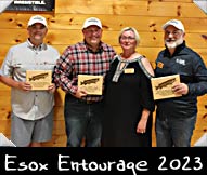 Esox Entourage 2023 - Andrwe Shultz, Chad Little, Peter Kolch, Greeter Theresa Ladubec

