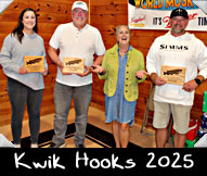  Team Kwik Hooks 2025 from left Kayla Woestman, Paul Evers, Greeter Amy Farrow, Jared Rusk